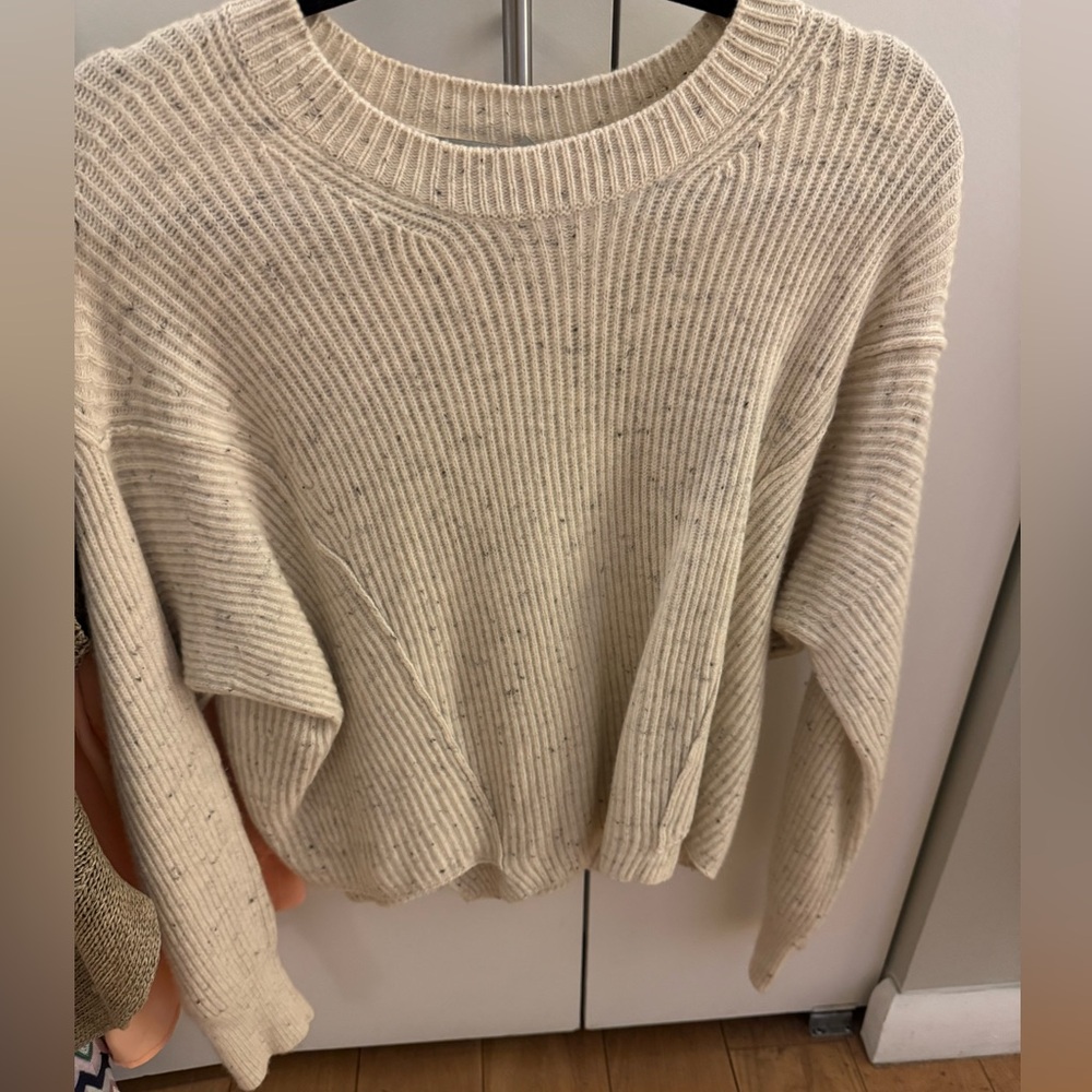 Vince Flecked Wool Blend Panel Hem Sweater